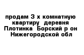 продам 3-х комнатную квартиру  деревня Плотинка  Борский р-он  Нижегородской обл